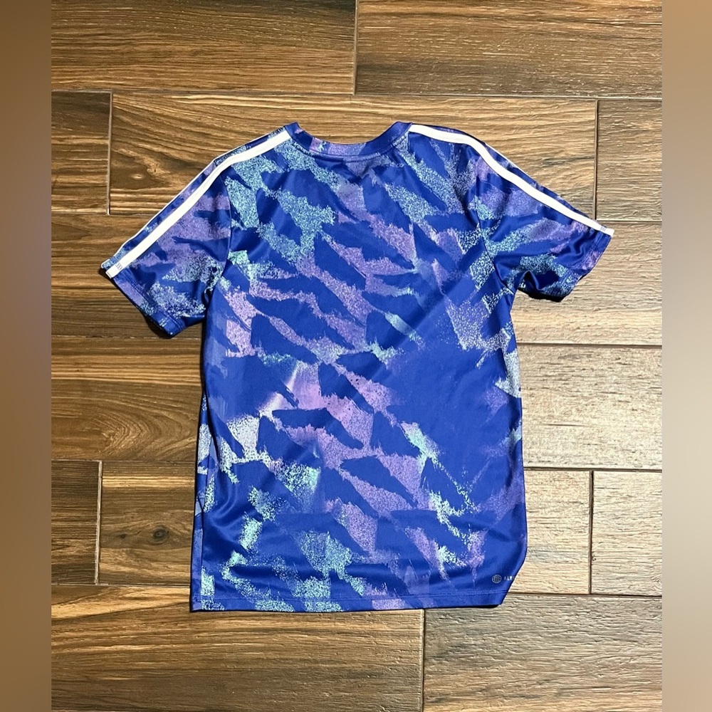 Adidas Kids Blue Patterned Soccer Jersey Size Medium - Picture 5 of 5